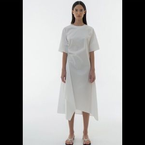 Shirring Unbalance Cotton Dress